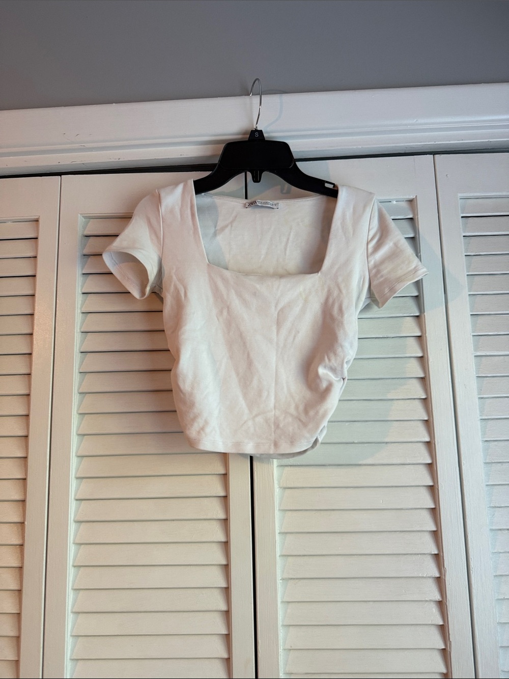 Zara White Square-Neck Crop Top